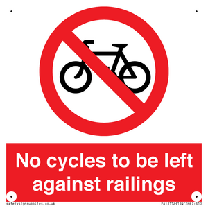 No cycles to be left against railings